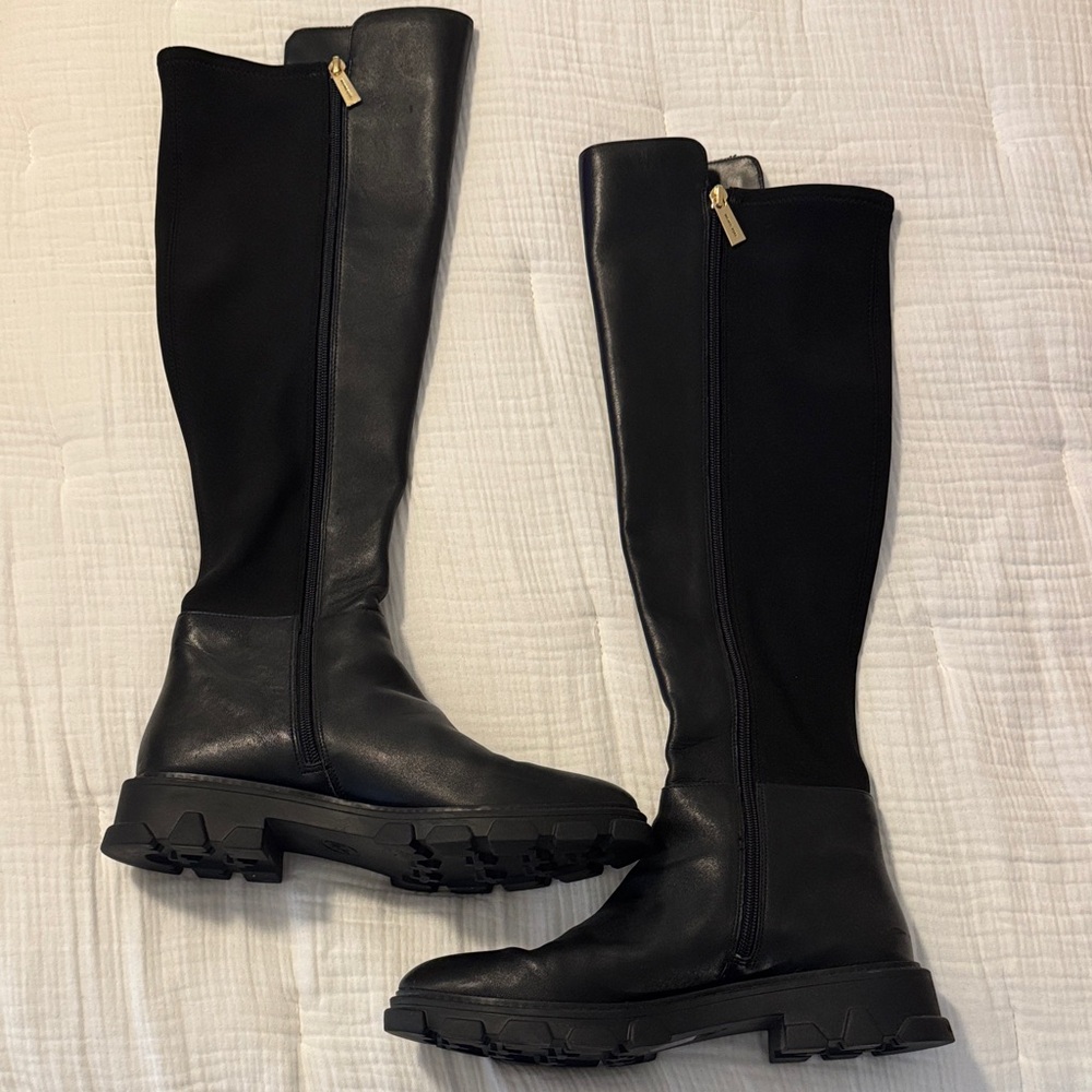 Michael Kors Black Over-the-Knee Lug-Sole Boots